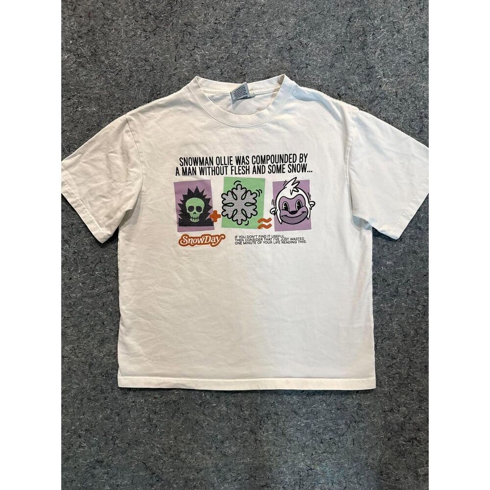 SnowDay Snowman Ollie Graphic T-Shirt White Size Medium 100% Cotton
